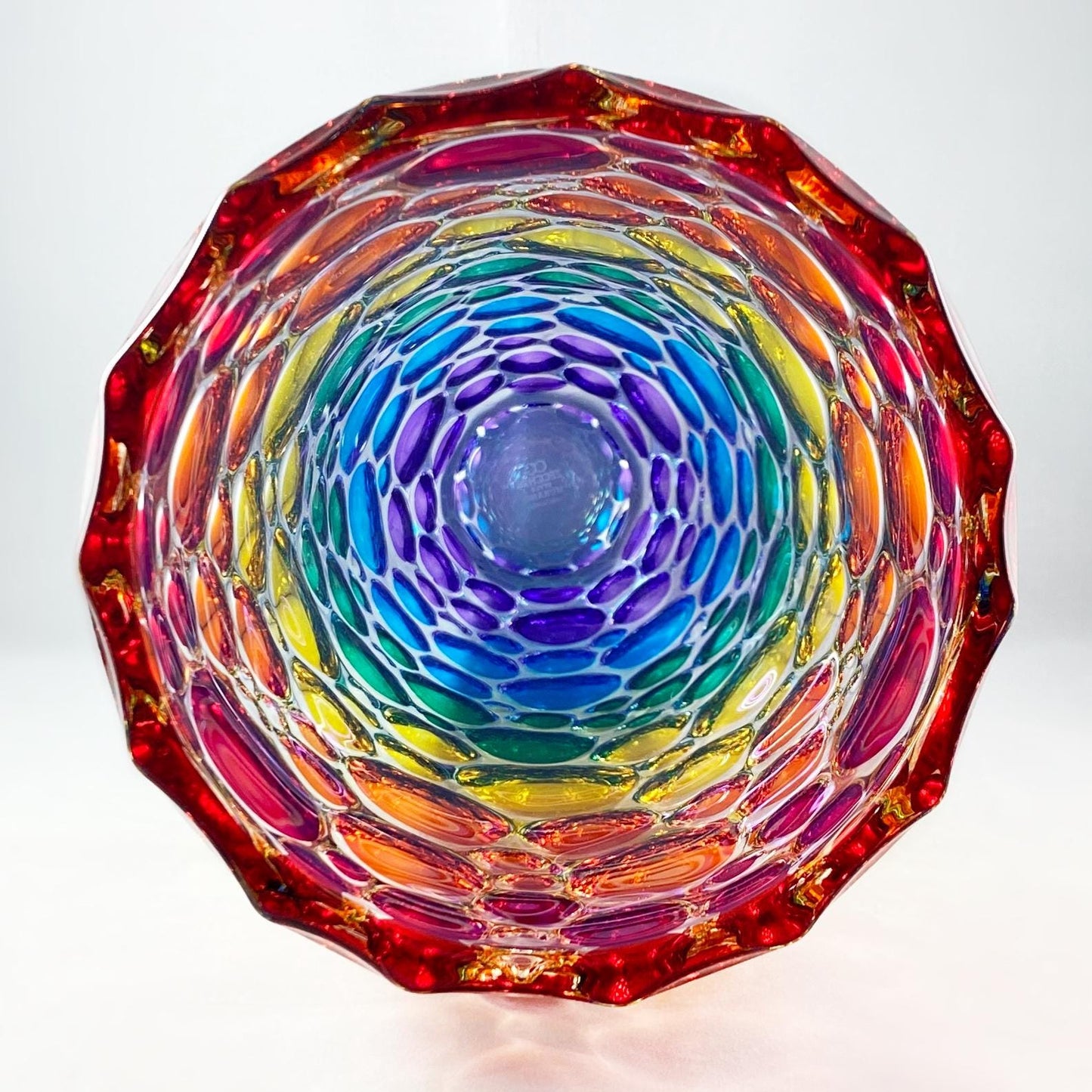 Large Rainbow Kaleidoscope Venetian Glass Vase - Handmade in Italy, Colorful Murano Glass