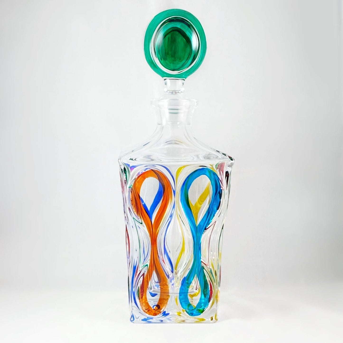 Venetian Glass Ocean Whiskey Decanter - Handmade in Italy, Colorful Murano Glass