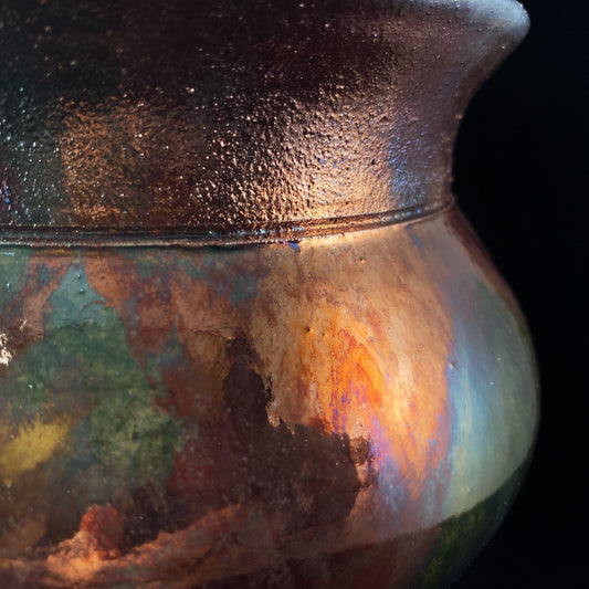 Handmade Evelyn Vase, Raku Art Pottery, Decorative Pottery