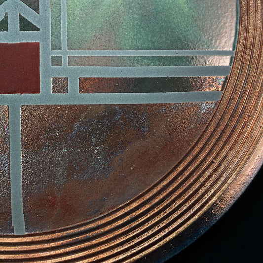 Handmade Bridget Plate, Raku Art Pottery, Decorative Pottery