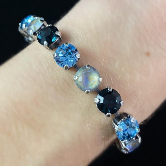 Round Cut Swarovski Crystal Bracelet, Blue Mix - La Vie Parisienne by Catherine Popesco