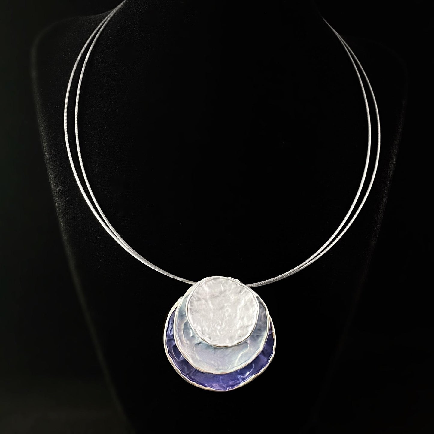Handmade Enamel Triple Layered Circle Necklace, Hypoallergenic - Origin