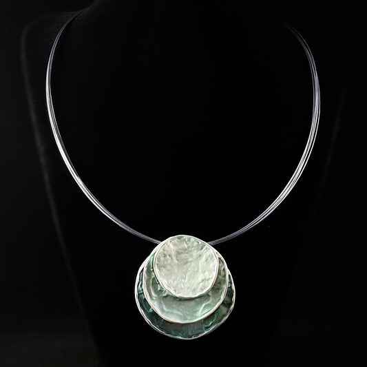 Handmade Enamel Triple Layered Circle Necklace, Hypoallergenic - Origin