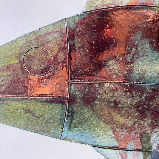 Handmade 19 Inch Fish Decor, Raku Art Pottery, Decorative Pottery