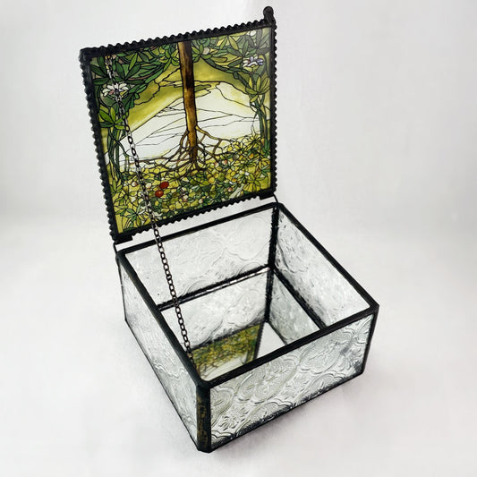 Tiffany Tree of Life Art Glass Keepsake Jewelry Box