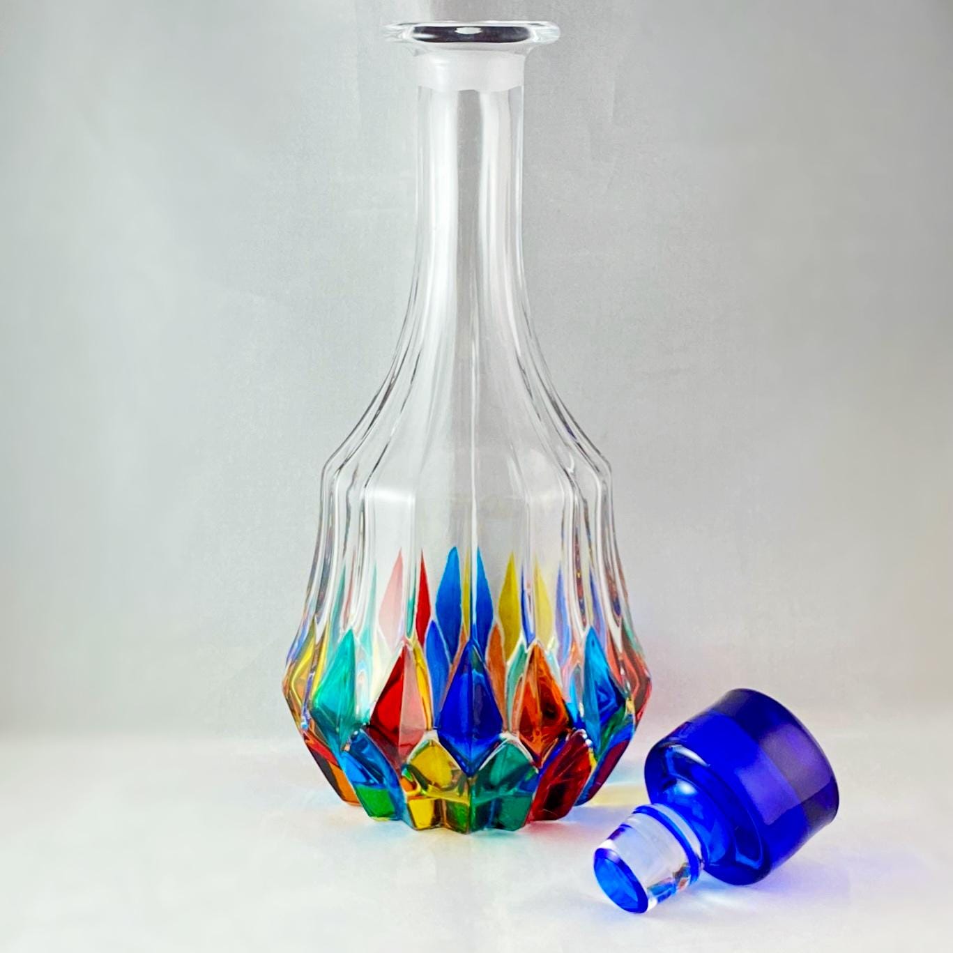 Adagio Whiskey Decanter, Venetian Glass Whiskey Decanter - Handmade in Italy, Colorful Murano Glass