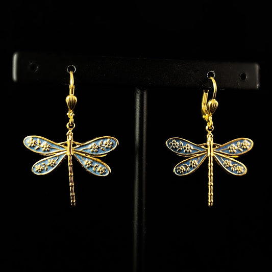 Blue Dragonfly Earrings - La Vie Parisienne by Catherine Popesco