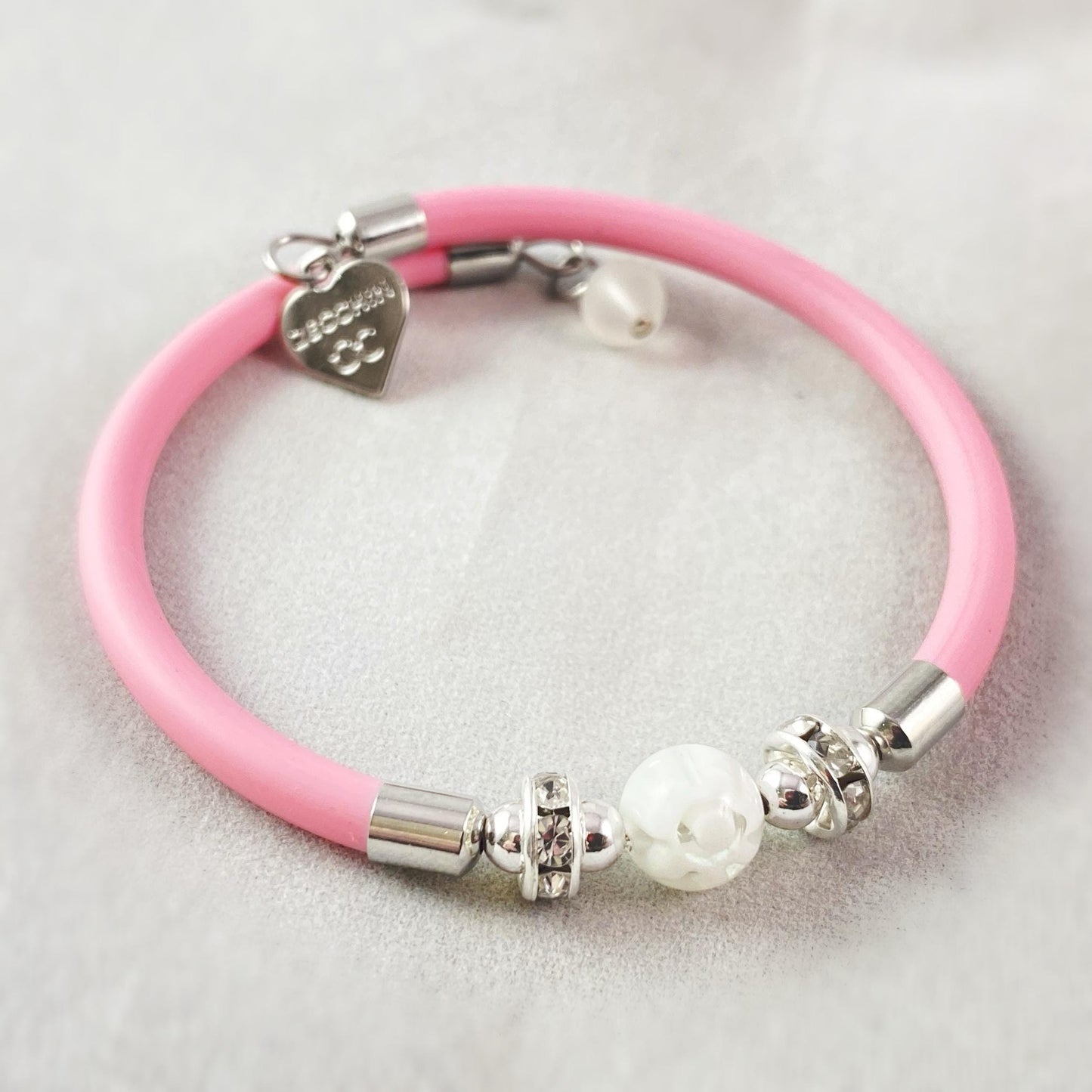 Pink Single Bead Venetian Glass Bracelet - Handmade in Italy, Colorful Murano Glass