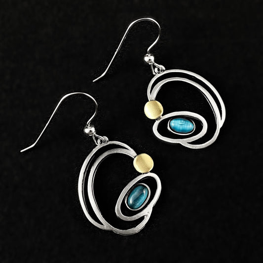 Lightweight Handmade Geometric Aluminum Earrings, Blue/Silver Revolve