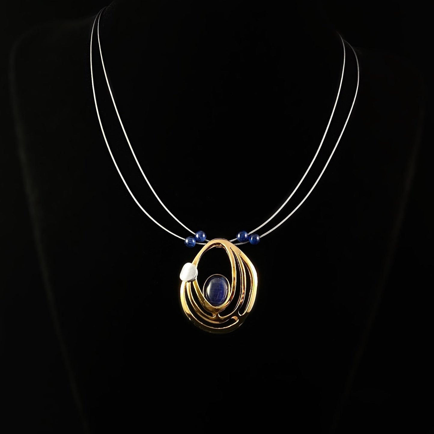 Lightweight Handmade Geometric Aluminum Necklace, Gold/Blue Satellite