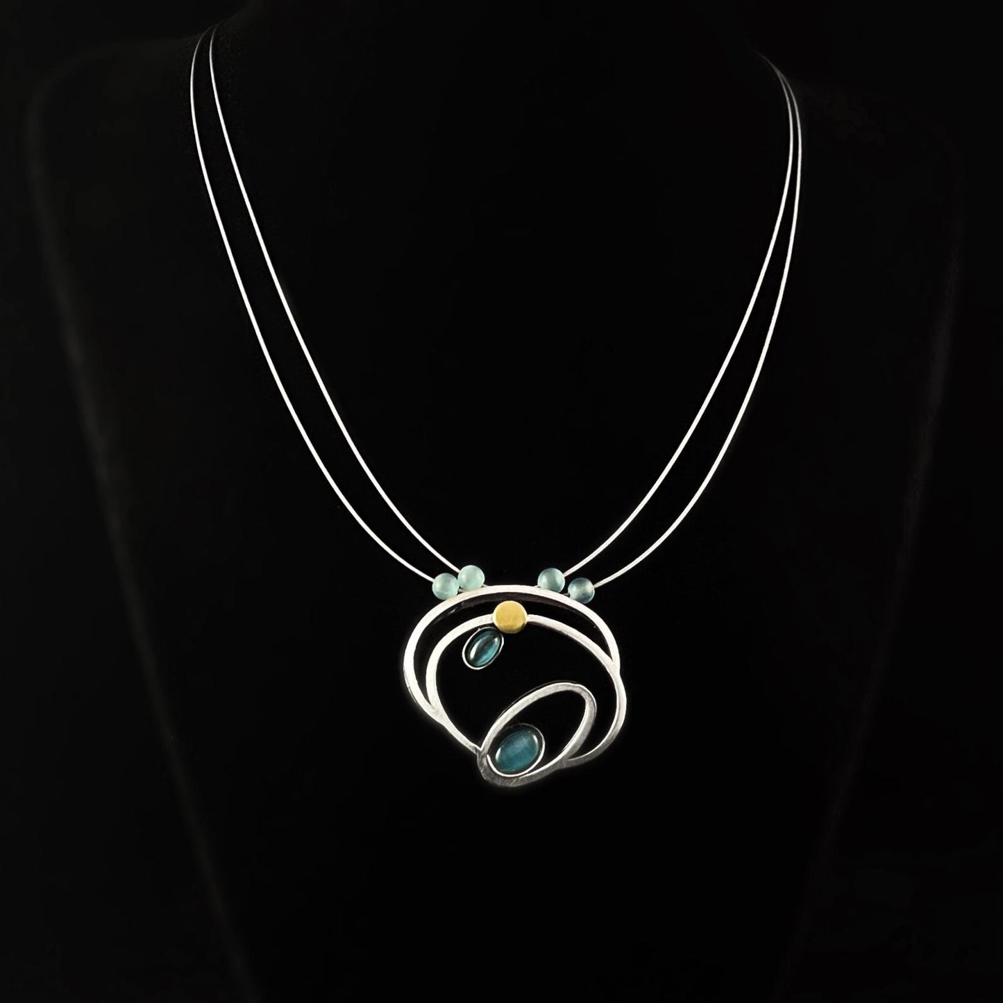 Lightweight Handmade Geometric Aluminum Necklace, Blue/Silver Revolve