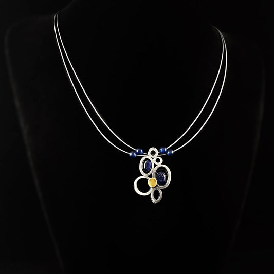 Lightweight Handmade Geometric Aluminum Necklace, Blue/Silver Raincloud