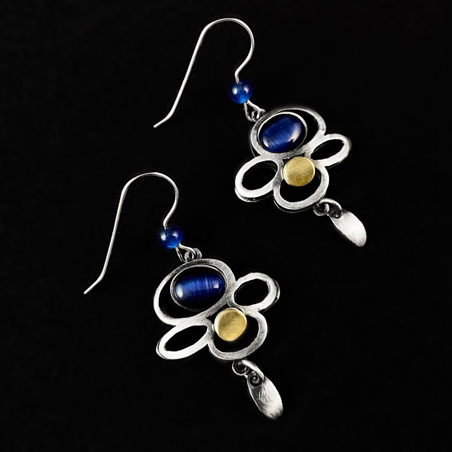 Lightweight Handmade Geometric Aluminum Earrings, Blue/Silver Raincloud