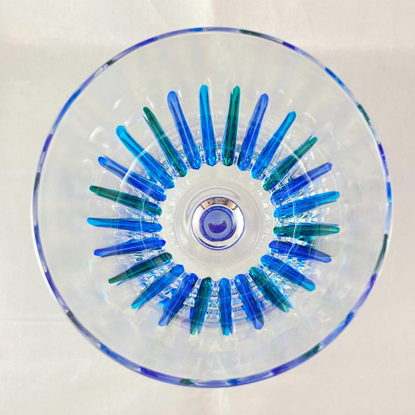 Blue Stem Venetian Glass Timeless SD Wine Glass - Handmade in Italy, Colorful Murano Glass