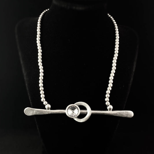 Chunky Silver Statement Necklace, Handmade, Nickel Free-Noir