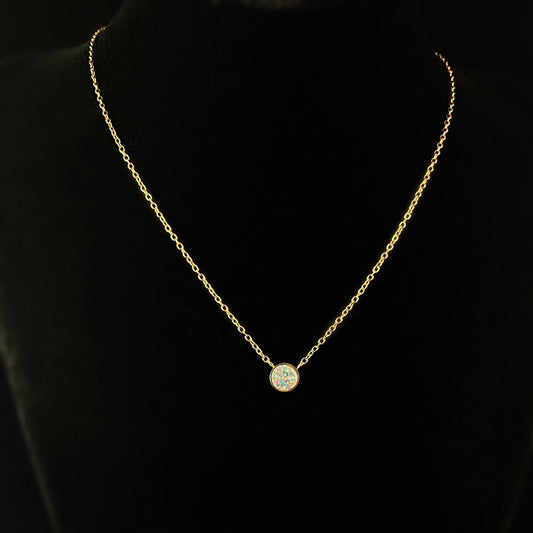 Round Opal Pendant Necklace, Made in USA - Peri