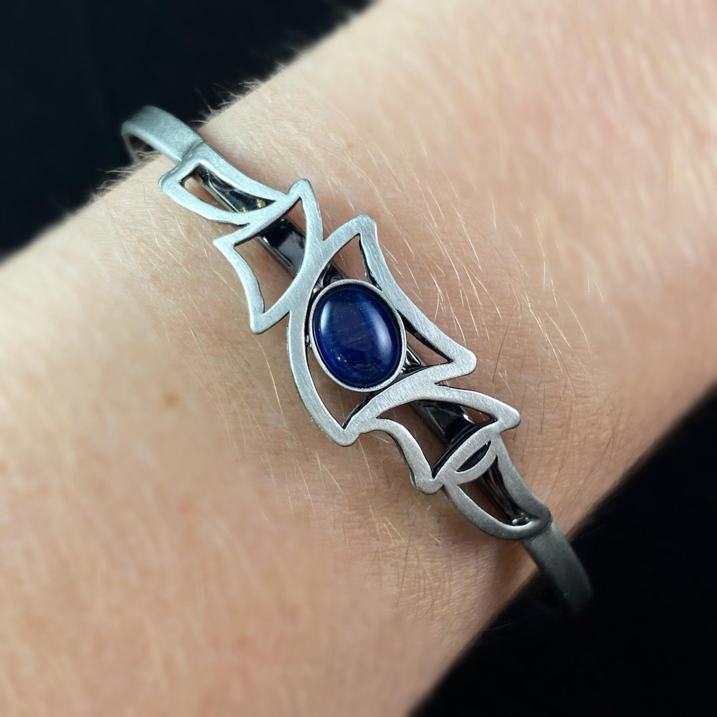 Lightweight Handmade Geometric Aluminum Bracelet, Blue and Silver Sails