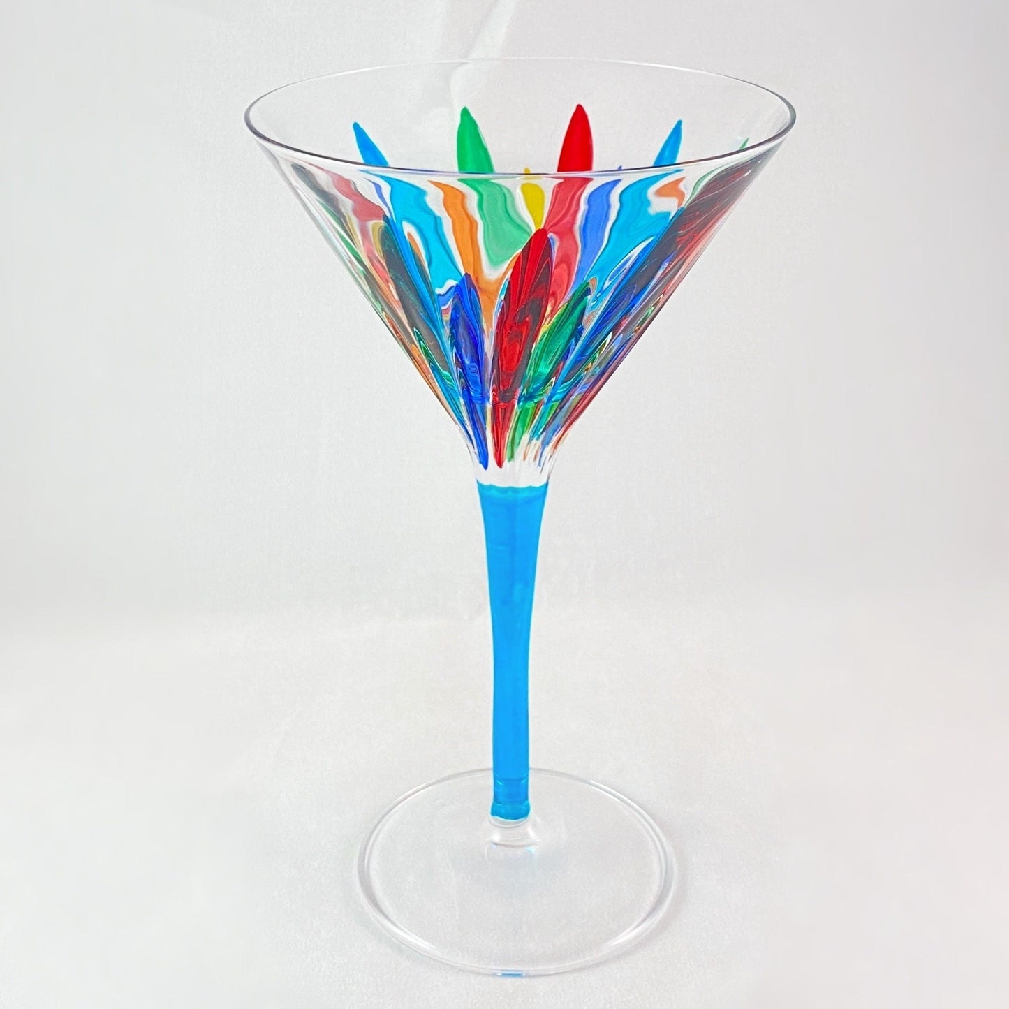 Incanto Aqua Blue Stem Venetian Martini Glass - Handmade in Italy, Colorful Murano Glass