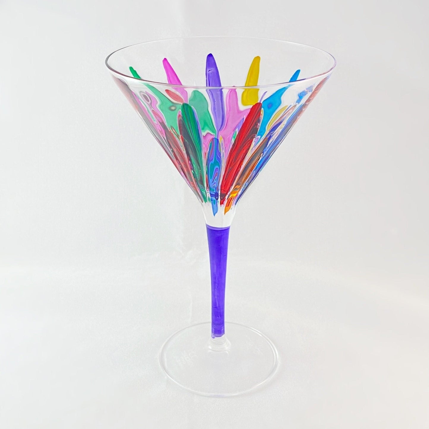 Incanto Purple Stem Venetian Martini Glass - Handmade in Italy, Colorful Murano Glass