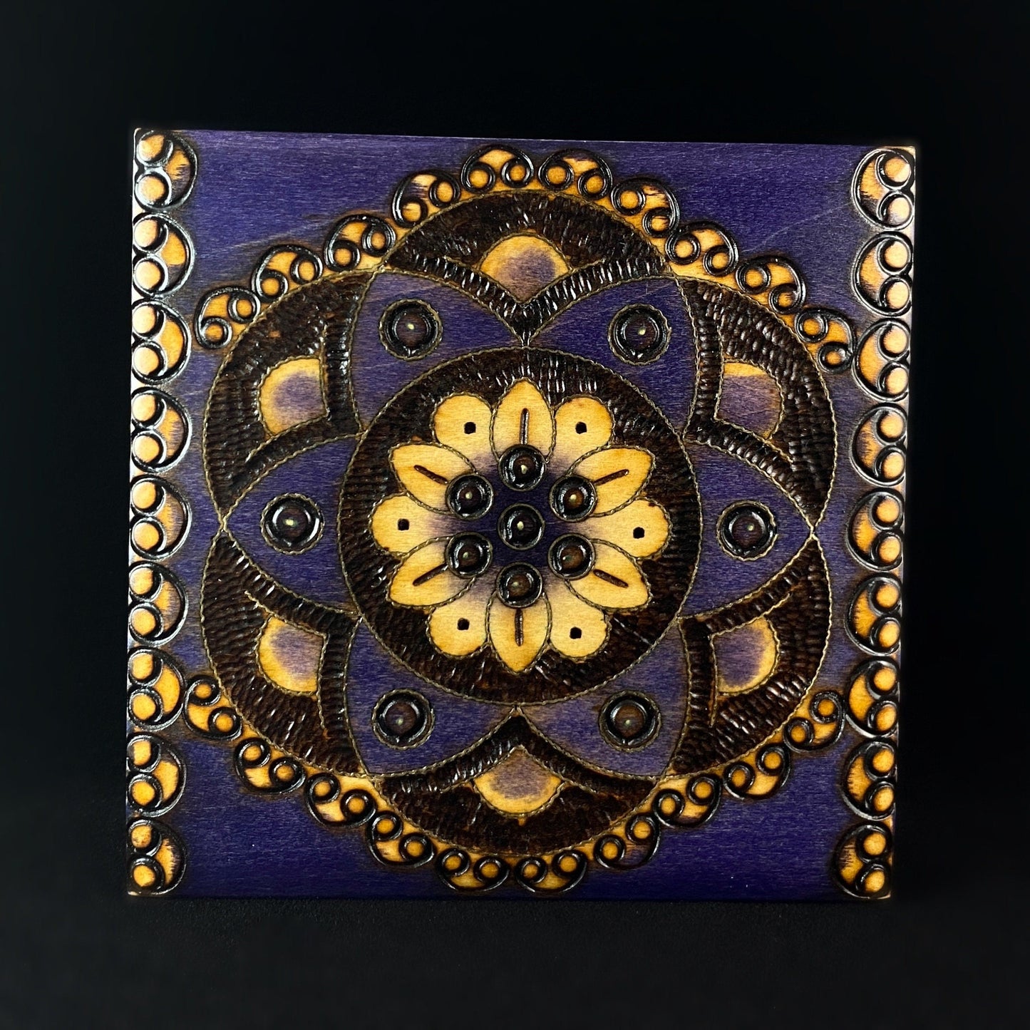Intricate Circle Pattern Wooden Treasure Box