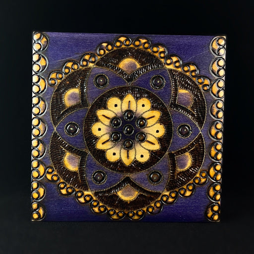 Intricate Circle Pattern Wooden Treasure Box