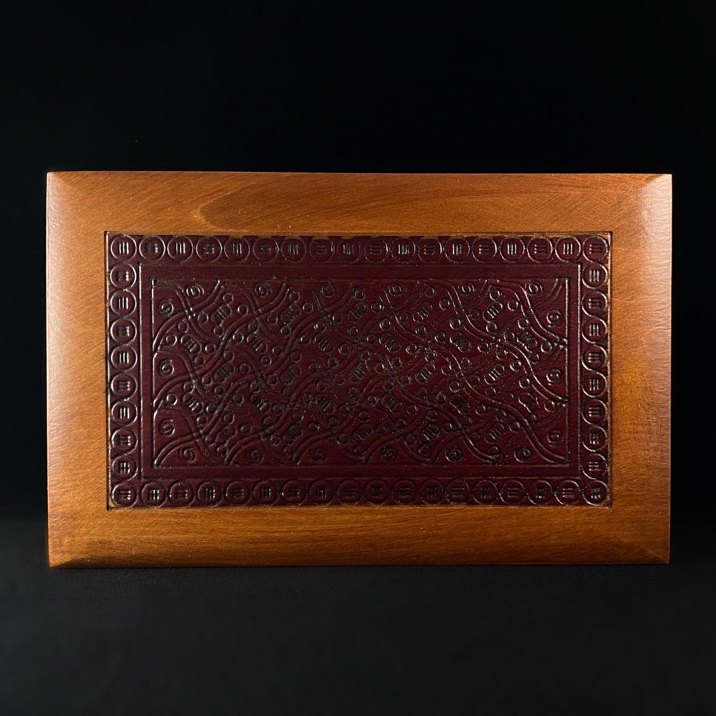Intricate Jewelry Box with Footed Base, Handmade Hinged Wooden Treasure Box