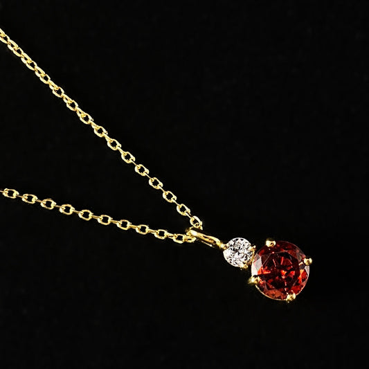 January Birthstone Necklace Garnet - Classic Gold Minimalist