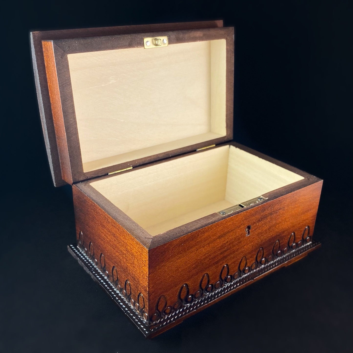 Jewelry Chest Handmade Hinged Rectangle Wooden Treasure Box