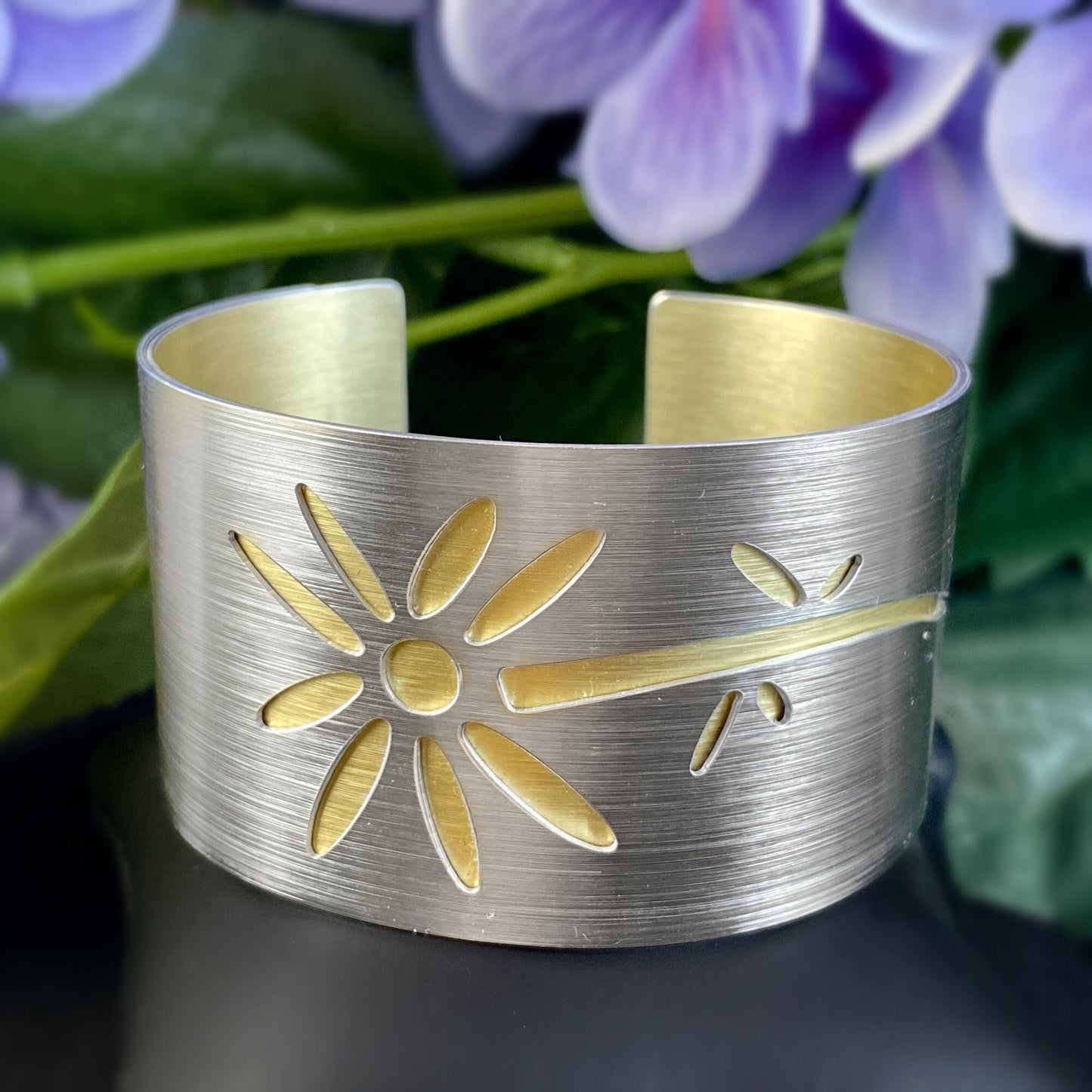 JR Franco Handmade Aluminum Floral Cuff Bracelet Hypoallergenic
