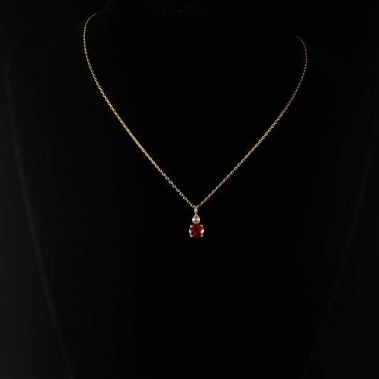 July Birthstone Necklace Ruby - Classic Gold Minimalist