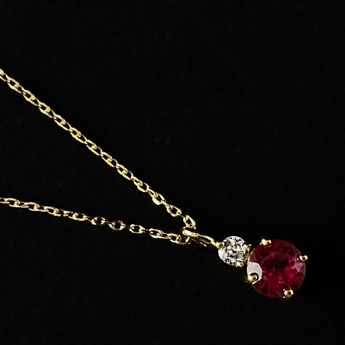 July Birthstone Necklace Ruby Classic Gold Minimalist Style