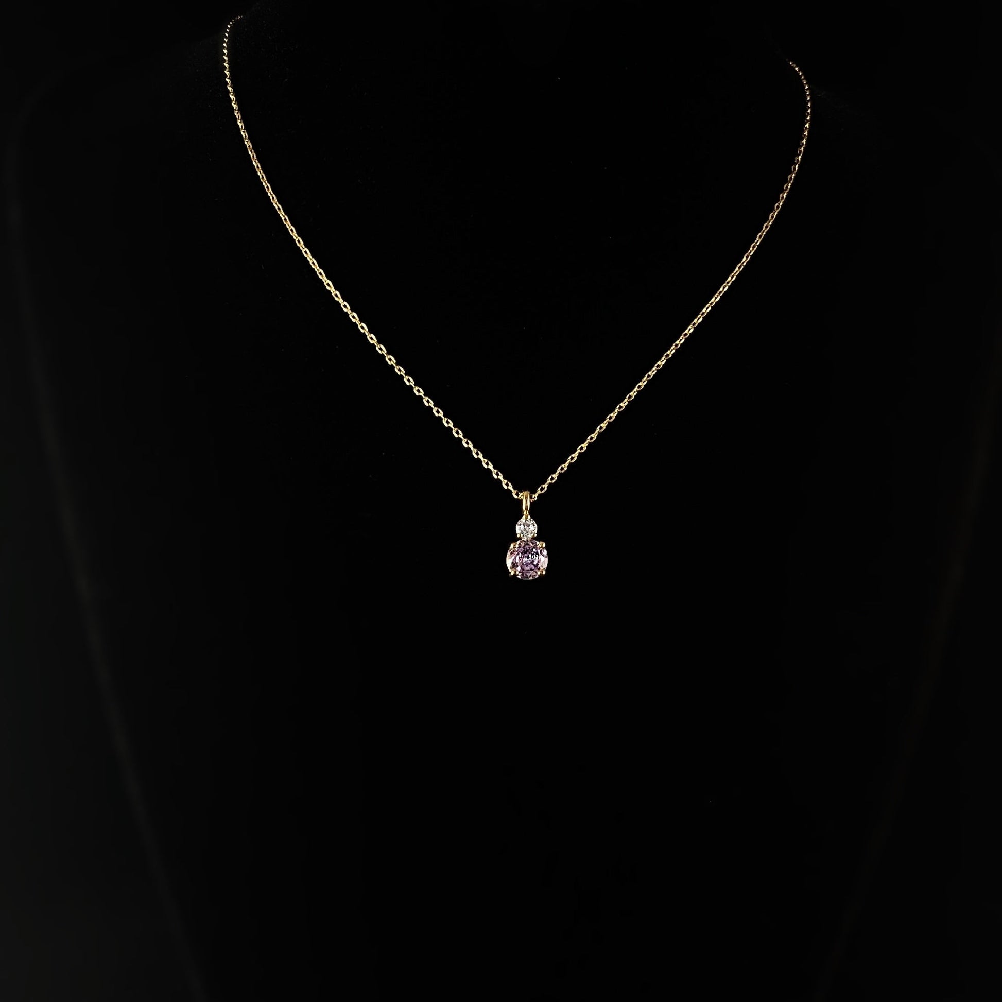 June Birthstone Necklace Light Amethyst - Classic Gold