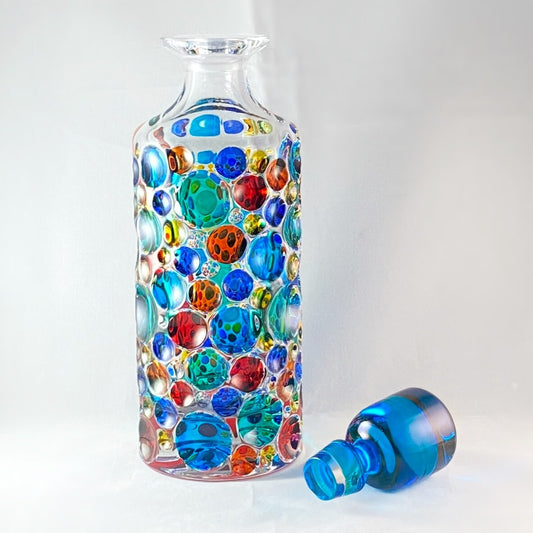 Kaleidoscope Whiskey Decanter, Venetian Glass Whiskey Decanter - Handmade in Italy, Colorful Murano Glass