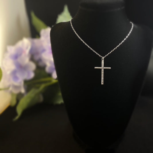 La Vie Parisienne by Catherine Popesco - Silver Cross Necklace with Swarovski crystals