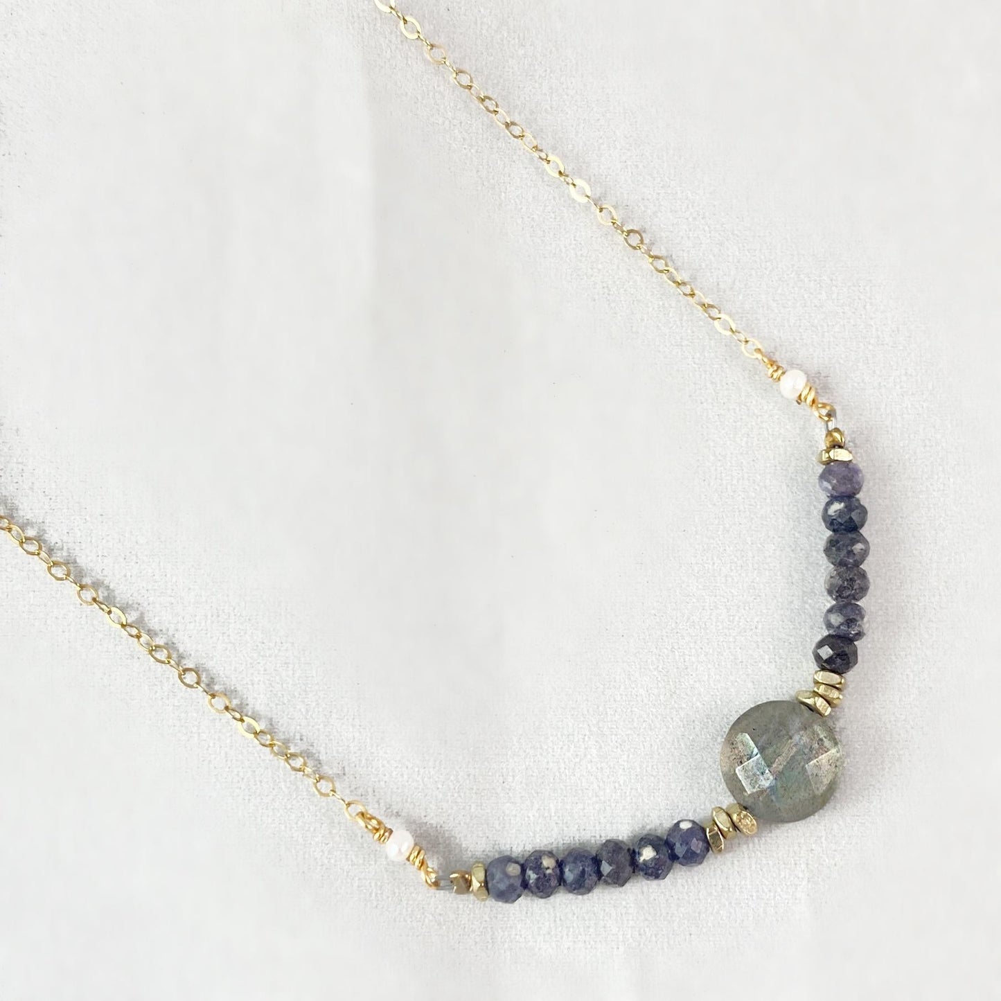 Labradorite and Sapphire Necklace, Handmade in USA - Avaasi