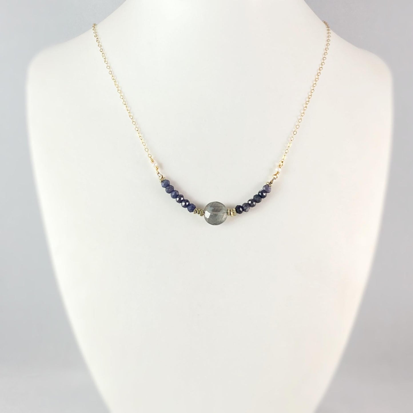 Labradorite and Sapphire Necklace, Handmade in USA - Avaasi
