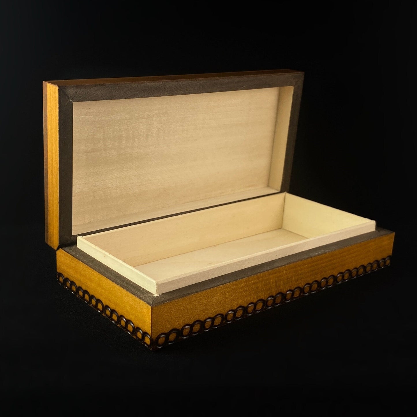 Lace Scales Patterned Jewelry Box, Handmade Hinged Wooden Treasure Box