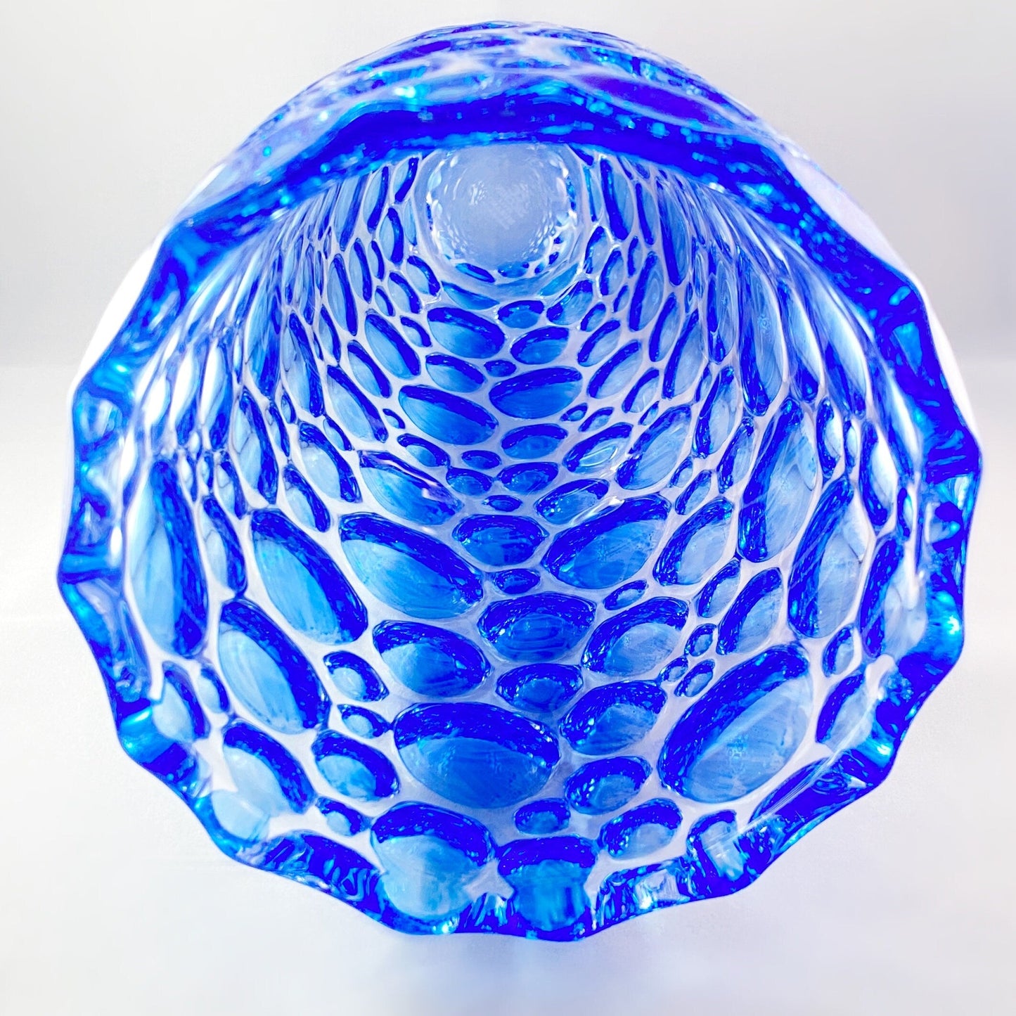 Large Blue Kaleidoscope Venetian Glass Vase - Handmade in Italy, Colorful Murano Glass Vase