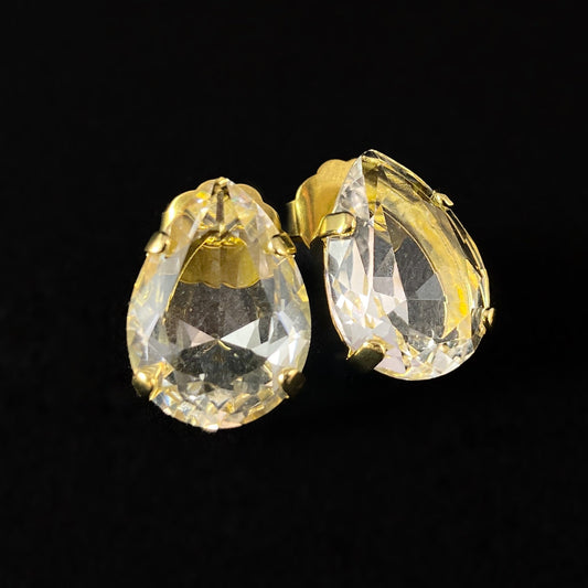 Large Clear Pear Cut Crystal Stud Earrings Eileen - Sorrelli