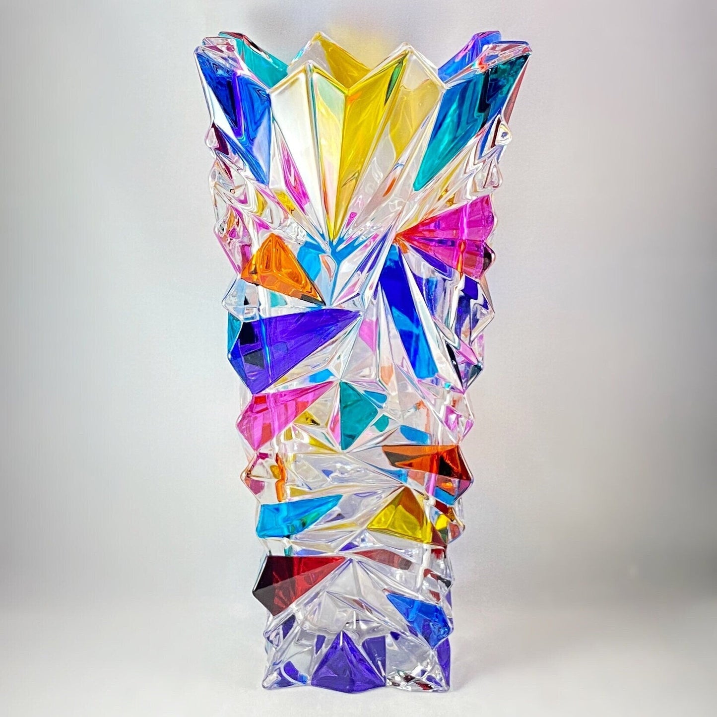 Large Glacier Venetian Glass Vase - Handmade in Italy, Colorful Murano Glass Vase