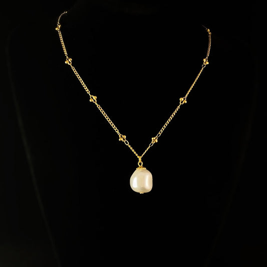 Large Pearl Necklace with Ball Detail Chain - La Vie Parisienne by Catherine Popesco