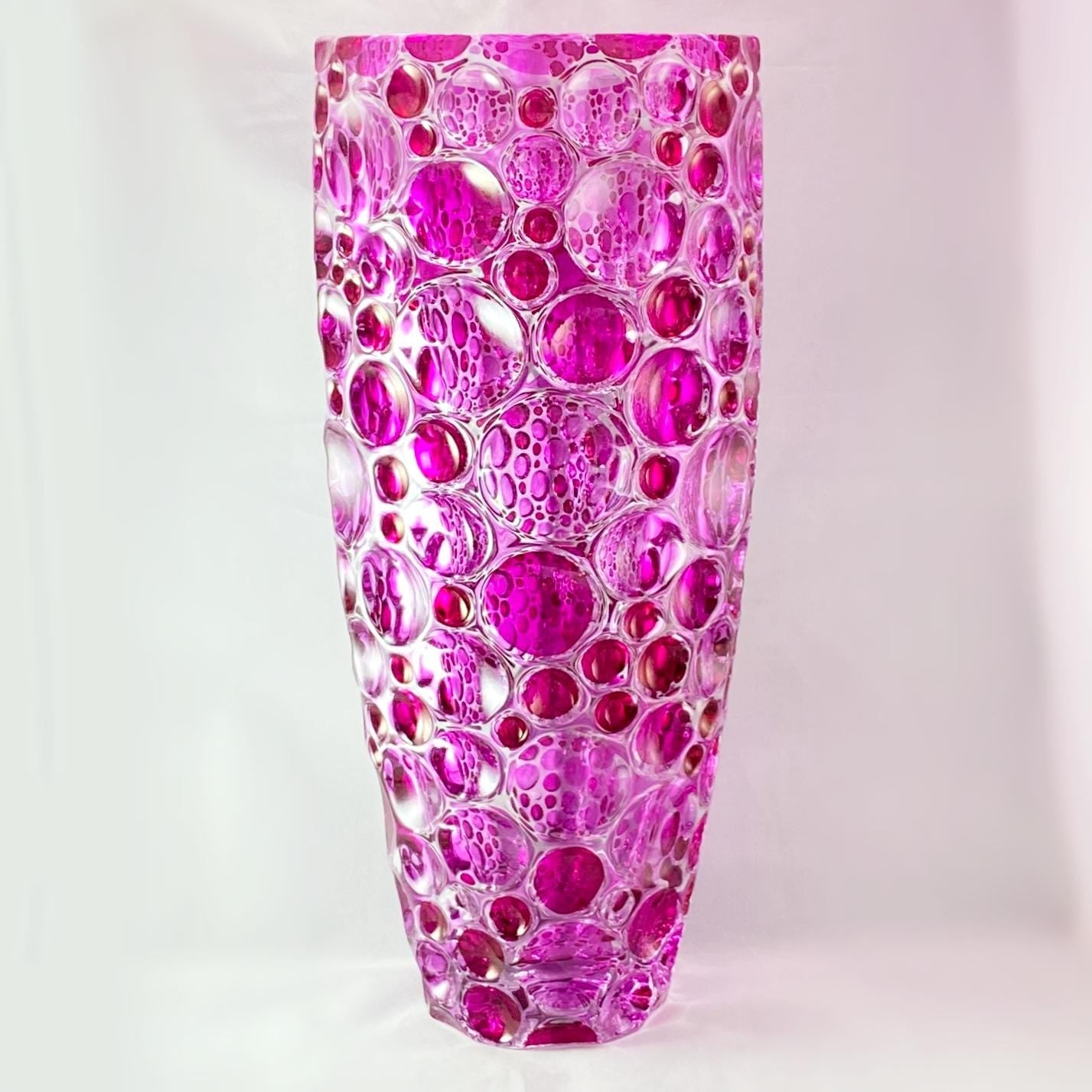 Large Pink/Purple Kaleidoscope Venetian Glass Vase - Handmade in Italy, Colorful Murano Glass Vase