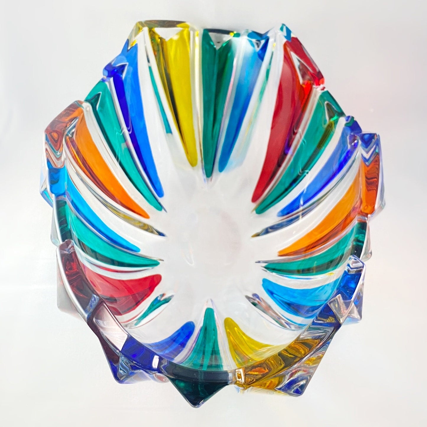 Large Venetian Glass Oval Centerpiece Bowl - Handmade in Italy, Colorful Murano Glass Statement Bowl