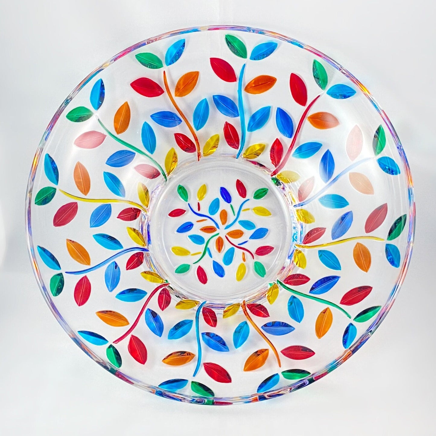 Large Venetian Glass Tree of Life Centerpiece Bowl - Handmade in Italy, Colorful Murano Glass Statement Bowl