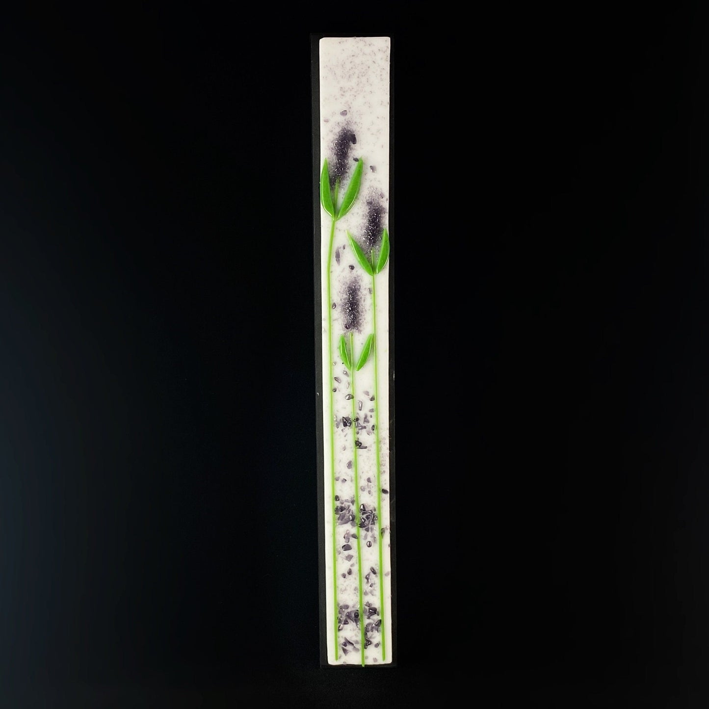 Lavender Blooms Handmade Glass Wall Decor, White- Made in USA