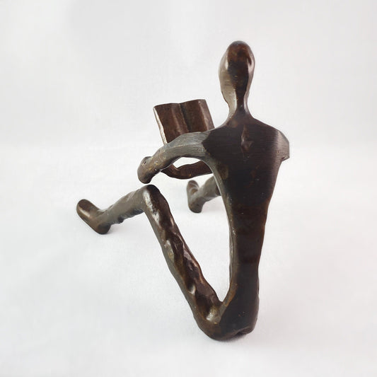 Leisurely Reading Bronze Sculpture - Unique Home Decor