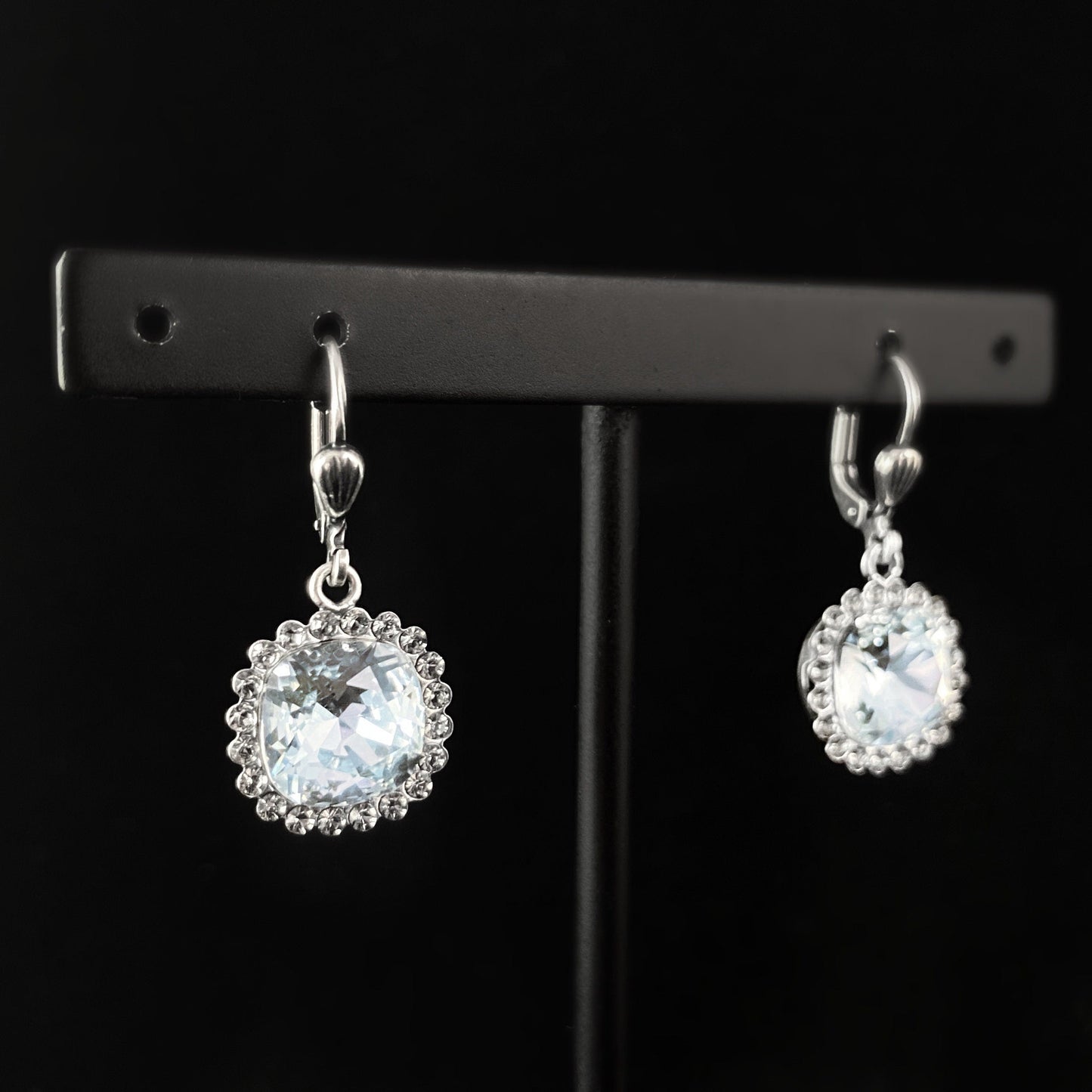 Light Blue Swarovski Crystal Drop Earrings - La Vie Parisienne by Catherine Popesco