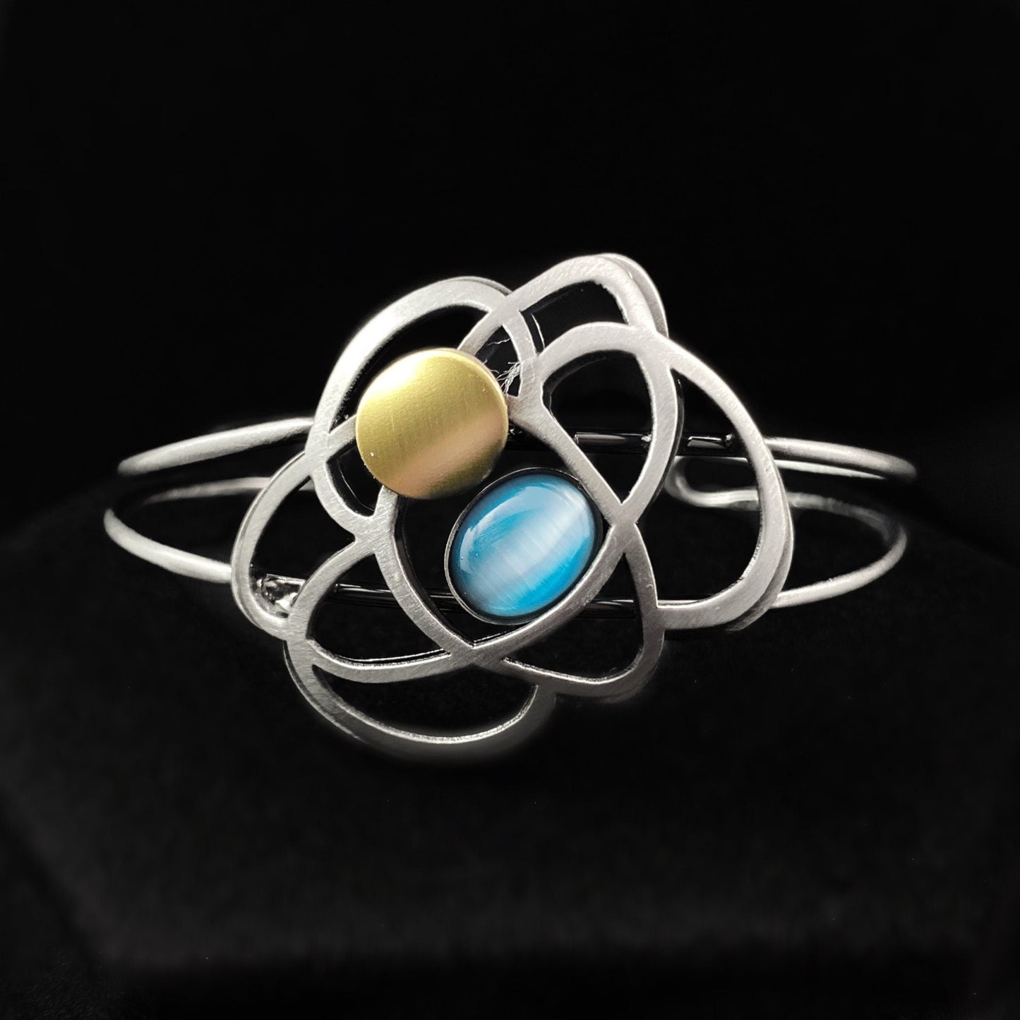 Lightweight Handmade Geometric Aluminum Bracelet, Blue Swirls