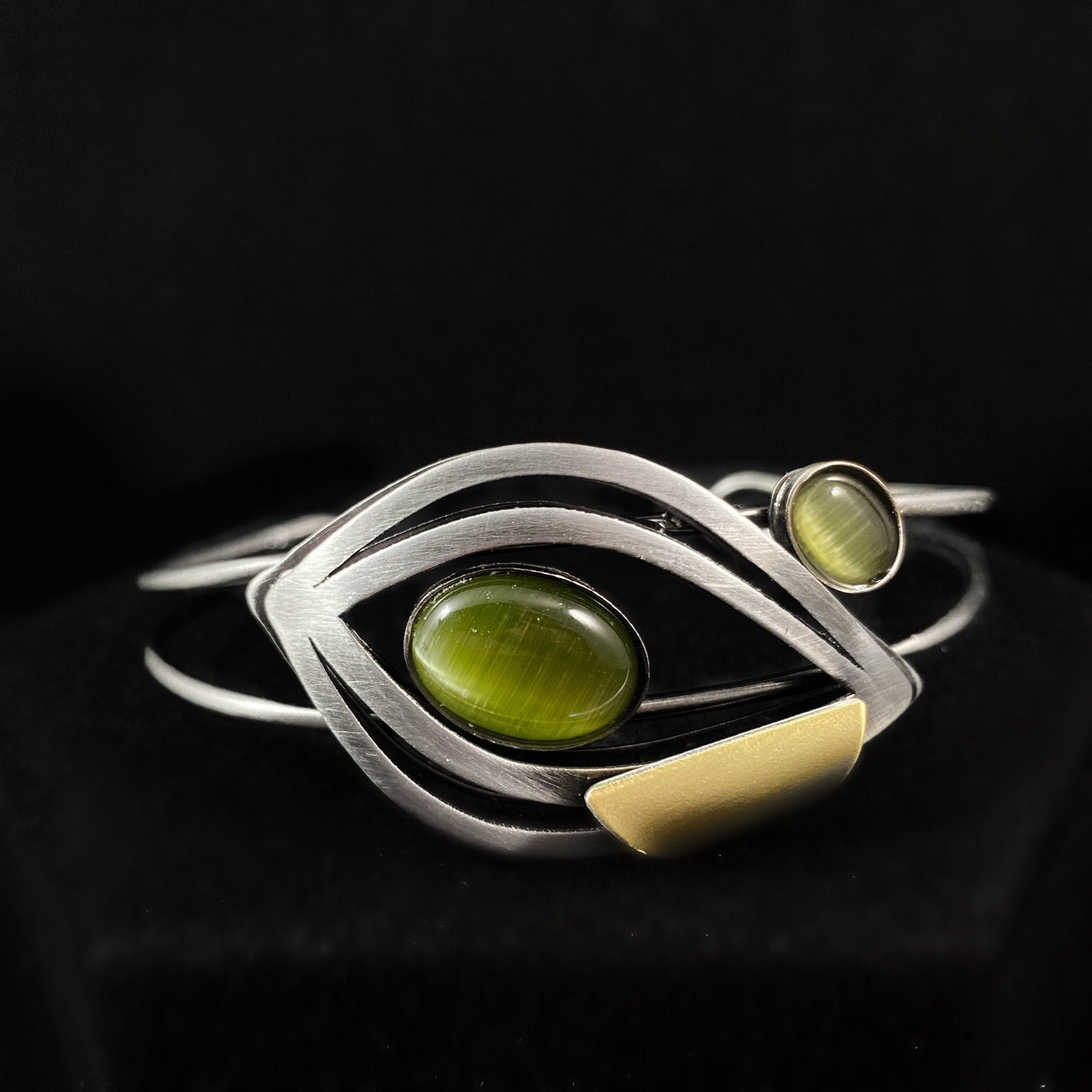 Lightweight Handmade Geometric Aluminum Bracelet, Green Petal