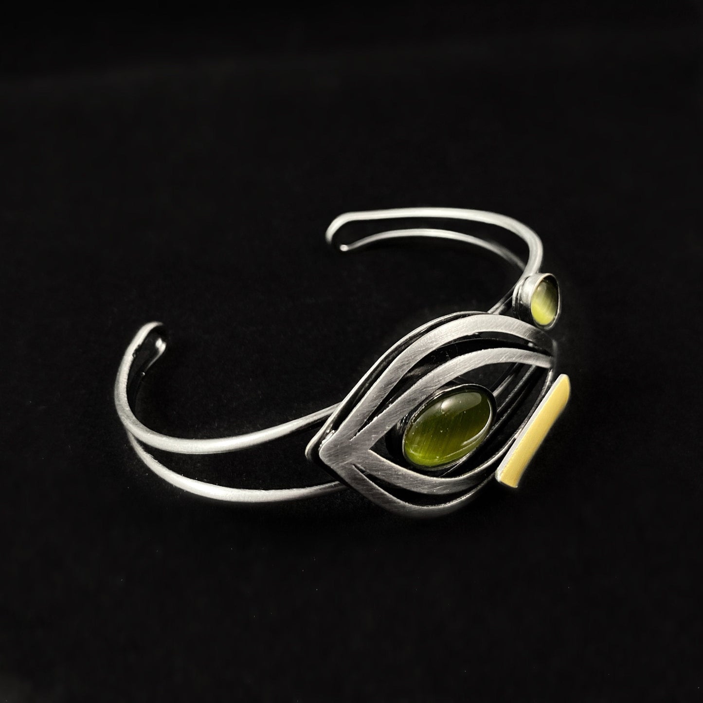 Lightweight Handmade Geometric Aluminum Bracelet, Green Petal